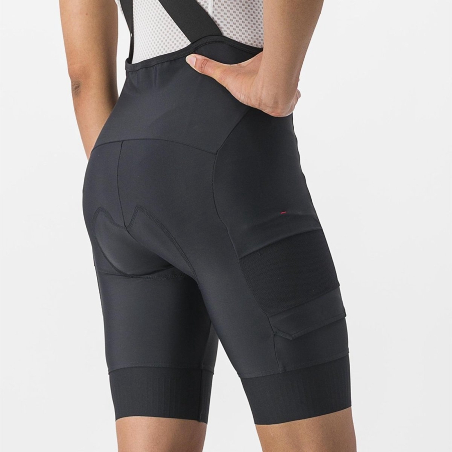 Castelli UNLIMITED CARGO W Naisten Bib Shortsit Mustat | CVDH-83590