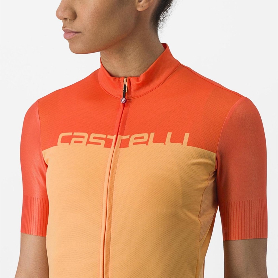 Castelli VELOCISSIMA Naisten Pelipaita Oranssi Syvä Punainen | WROA-59247