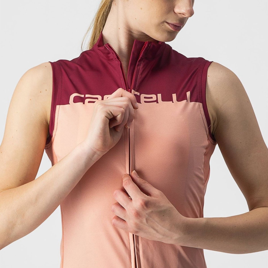 Castelli VELOCISSIMA SLEEVELESS Naisten Pelipaita Pinkki Viininpunainen | ZCNS-85276